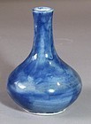 A Rare/Fine Korean Total Blue Glazed Small Bottle-19th C.