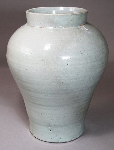 A Rare Korean Fine White Glazed Baluster Shape Porcelain Jar-18th C.: