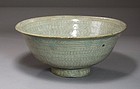 Fine White Slip Inlaid Punchong Bowl with Flower heads-16th C.