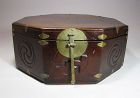 A Fine Octagonal Wood Box/Lid with Carved Decorations-19th C.