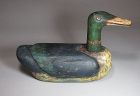 A Very Fine Pigments Painted Wood Carved Wedding Duck-19th C.