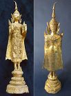 Fine/Large Rattana Kosin Standing Gilt Bronze Buddha Statue