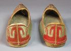 A Very Rare/Fine Pair of Korean Leather/Silk/Girl’s Shoes-19th C