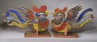 A Pair of Fine/Rare Korean Mineral Pigments Painted Roosters-19th C