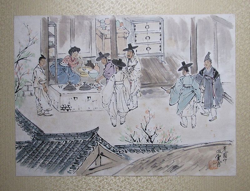 Unbo Kim Ki-Chang - 雲甫-金基昶 (1931-2001)-Korean Genre Painting