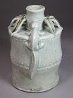An Extre./Rare/Fine White Glazed Bamboo Formed Bottle with Lizards