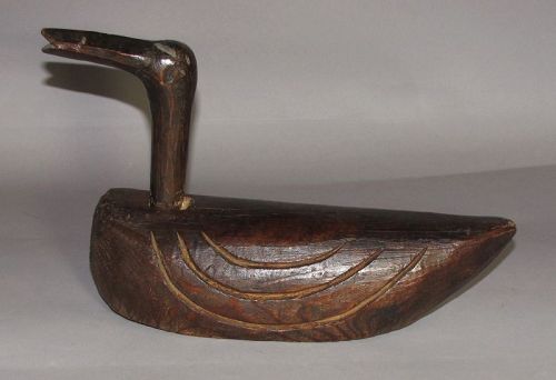 A Very Fine/Large  Wood Carved Wedding Duck-19th C.:
