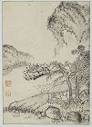 Rare/Fine Autumn Landscape Painting by 하석(霞石), 박인석(朴寅碩]-1822-?):19th C