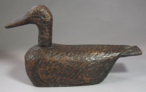 Very Fine/Large/Heavy hard Wood Carved Wedding Duck-19th C.