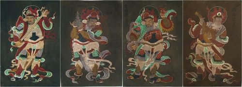 Very Rare/Fine the Four Warrior Spirits  (四天王) (the four Deva)-19th C.