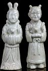 Very Rare/Fine Korean Pair of Boy/Girl (童子/童女)) White Figures-18th C.