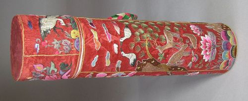 Rare Imperial Embroidered Document-longevity (長生文-書札桶)-19th C.