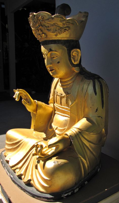 A Very Rare/Large/Fine Wood Seated Buddha Figure (木如來坐佛像)-18th C.