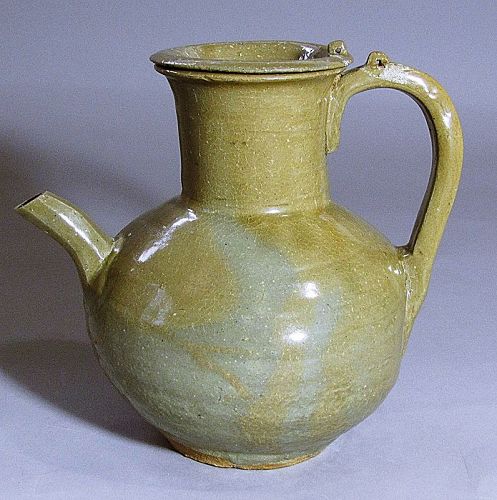 Very Fine Celadon Glazed Goryeo (高麗) Ewer/Original Lid-11th-13th C