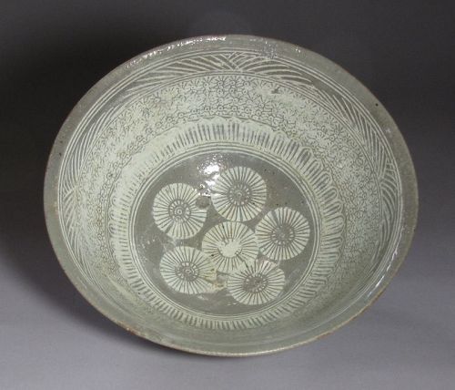 Very Beautiful Korean White Slip Inlaid Buncheong Bowl/Curtain Rope-16