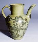 Rare/Large Black Painted with Peony Goryeo,高麗,Celadon Ewer-13th C