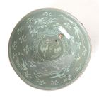 A Fine Korean B/W Slip Inlaid Celadon/ Phoenix/Peony Bowl-13th C