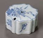 Very Fine Blue/White Painted Hexagonal Water Dropper-19th C.