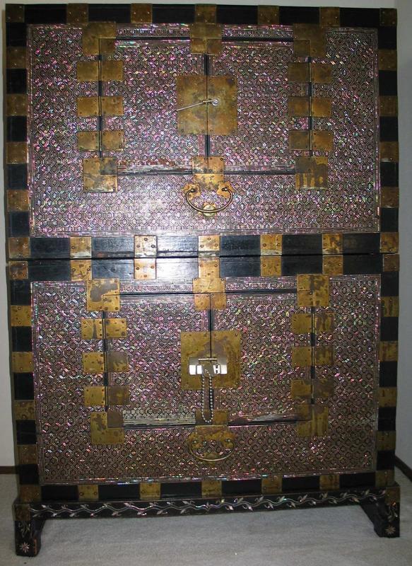 A Fine Mother of Pearl Inlaid Two Story Chest