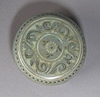 A  Rare Inlaid Celadon Cosmetic Box and Cover