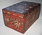 A Rare Inlaid Total Shark Skin Red Lacquered Box/Cover
