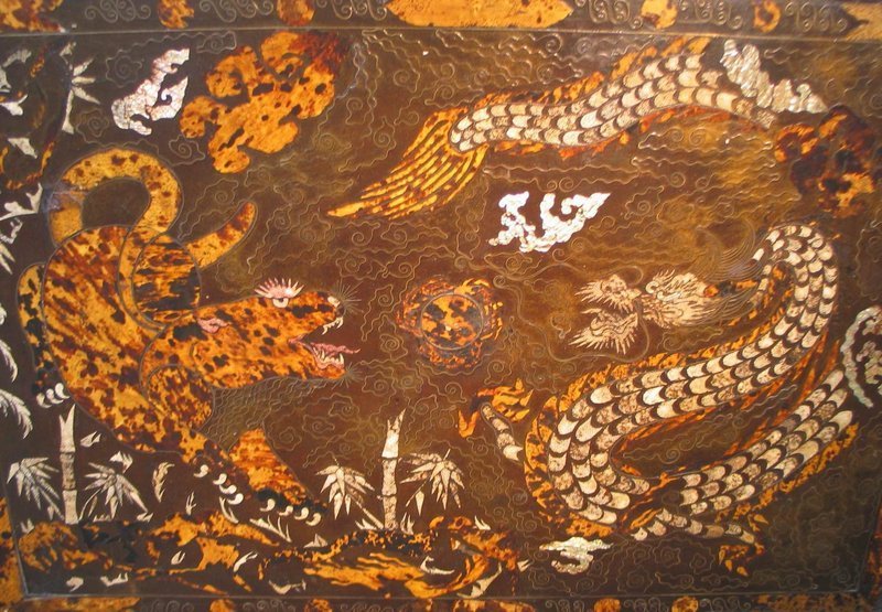 Rare Tiger and Dragon Inlaid low Table