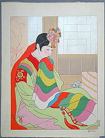 Very Fine Woodblock Print Korean Bride/Paul Jacoulet