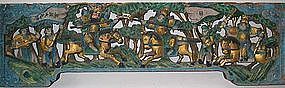 Very Rare Carved Battle Scene Panel with Inscriptions