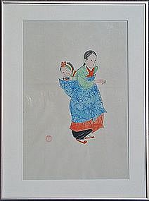 A Rare and Fine Water Color Painting by Won Suk Yeon