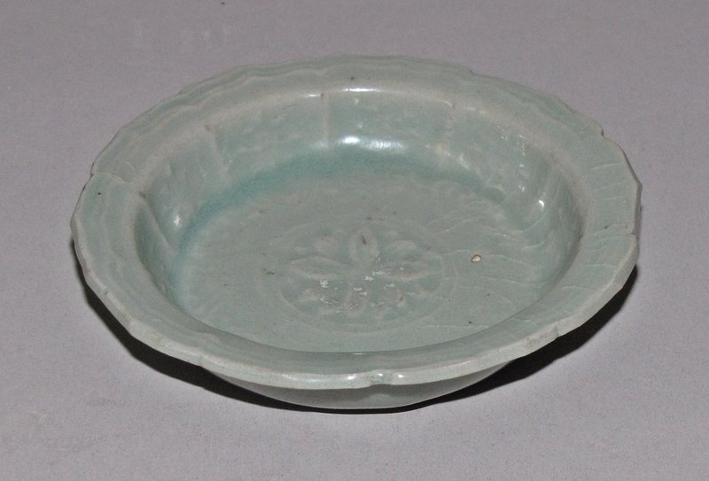 A Very Fine Sea-Green Celadon Molded Shallow Dish