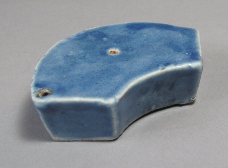 A Rare/Fine Fan-Shape Blue Porcelain Water Dropper