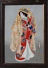 Extremely Rare Reverse Glass  Ukiyo-e Beauty Painting