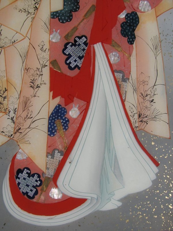 Extremely Rare Reverse Glass  Ukiyo-e Beauty Painting