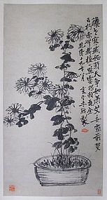 Fine Chrysanthemum Scroll Painting by Li Shan