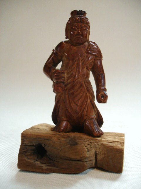 Japanese Antique Miniature Wood Buddhas Fudo