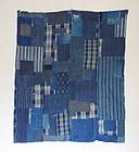 Japanese Vintage Textile Boro Futonji with Indigo Many Patches
