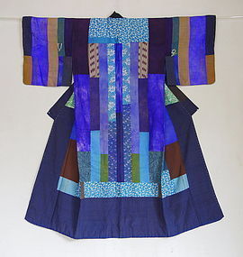 Japanese Antique Textile Silk Hagi-isho Juban Under Kimono