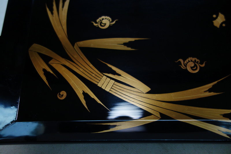 Japanese Vintage Lacquar Small Tray with Gold Makie