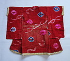 Japanese Vintage Textile Baby's Kimono Made of Cotton with Shibori