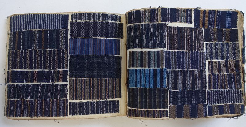 Japanese Antique Textile Shima-cho Stripe Fragment Sample Book