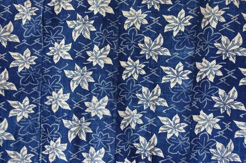 Japanese Vintage Textile Katazome Futonji Natural Indigo