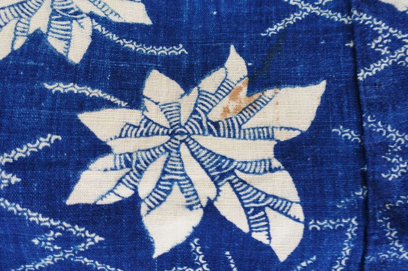 Japanese Vintage Textile Katazome Futonji Natural Indigo