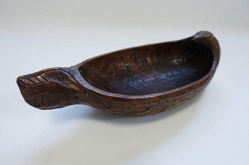Japanese Vintage Mingei Ainu Wood Bowl Shikarinpah Folk Art