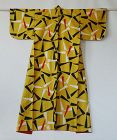 Japanese Vintage Textile Meisen with Geometric Design Yellow