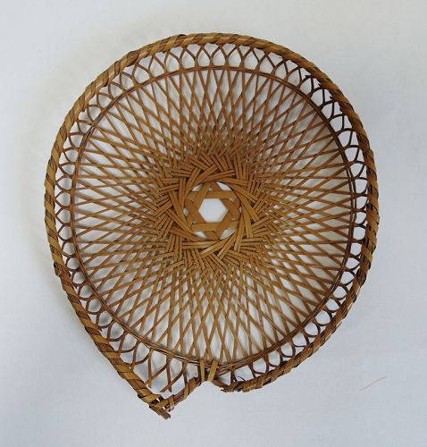 Japanese Vintage Bamboo Tray for Uchiwa Handmade