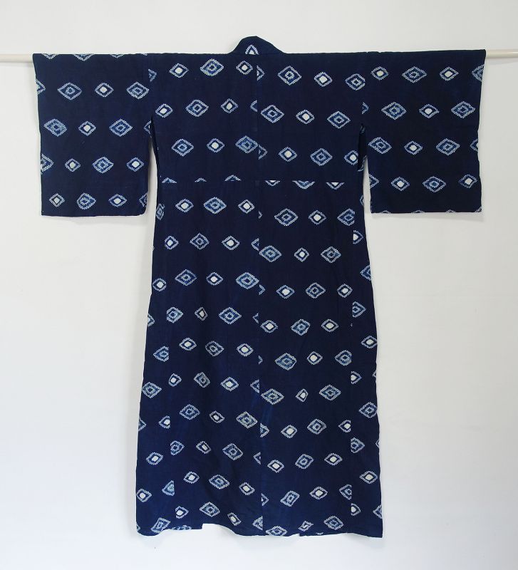 Japanese Vintage Textile Cotton Shibori Kimono Indigo