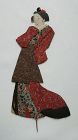 Japanese Antique Textile Oshi-e Doll Made of Sarasa Fragments-1