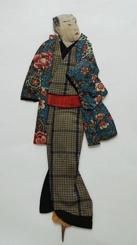 Japanese Antique Textile Oshi-e Doll  Made of European Print-4