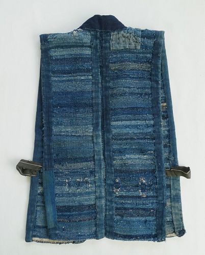 Japanese Vintage Textile Indigo Sakiori Sodenashi Vest