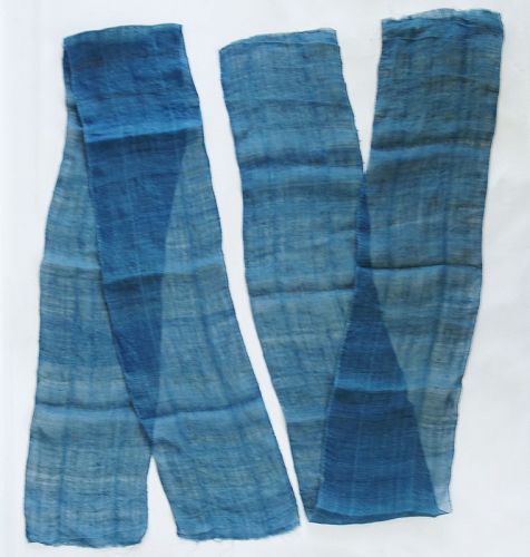 Japanese Antique Textile 2 Pieces of Asa Kaya Cloth Indigo Dye-3